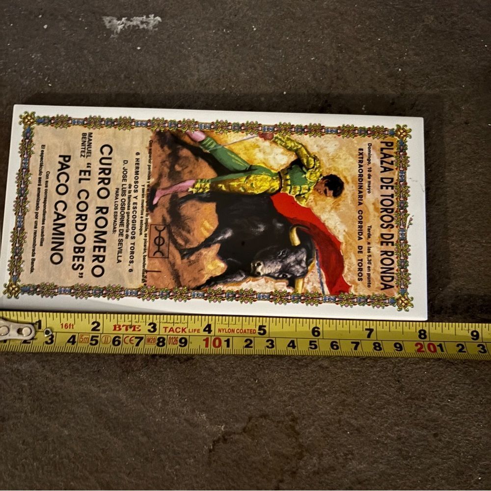 Plaza de Toros de Ronda Spanish bull print trivet tray wall art hanging tile - Picture 3 of 4